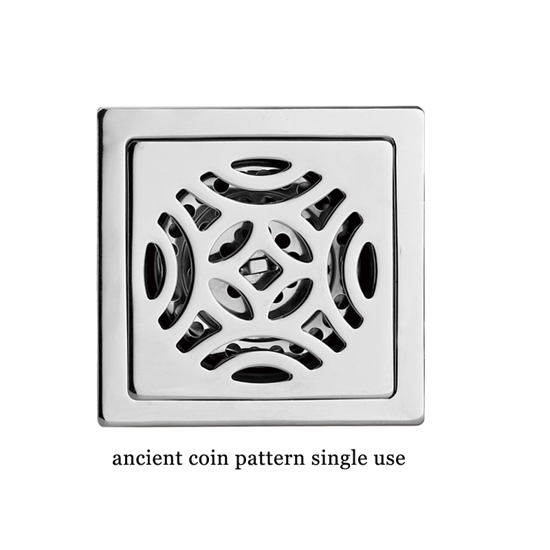 Square 6mm Thick 4 Дюйм 201 Stainless Steel Apple Pattern Bathroom Shower Floor Drain with Copper Odor Proof Self Seal Core