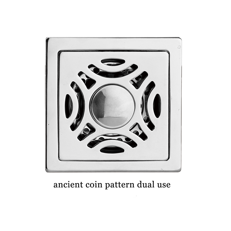 Square 6mm Thick 4 Дюйм 201 Stainless Steel Apple Pattern Bathroom Shower Floor Drain with Copper Odor Proof Self Seal Core