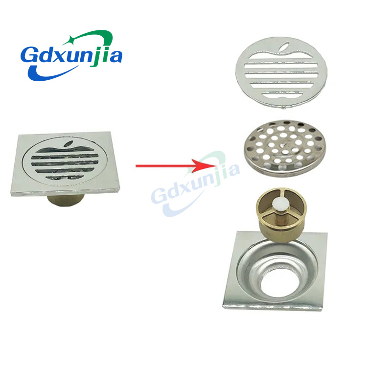 Kub Square 6m tuab 4 nti 201 Stainless Steel Round kua chav dej da dej Brass anti Odor pem teb drain nrog Bayonet --XINZHIJIA/XUNJIA