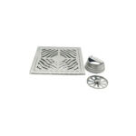 High Quality 6″ Light Bathroom Antique 6 Mm Thick 201 Stainless Steel Floor Drain Base with Wavy Pattern Cover Self Seal Core —XINZHIJIA/XUNJIA