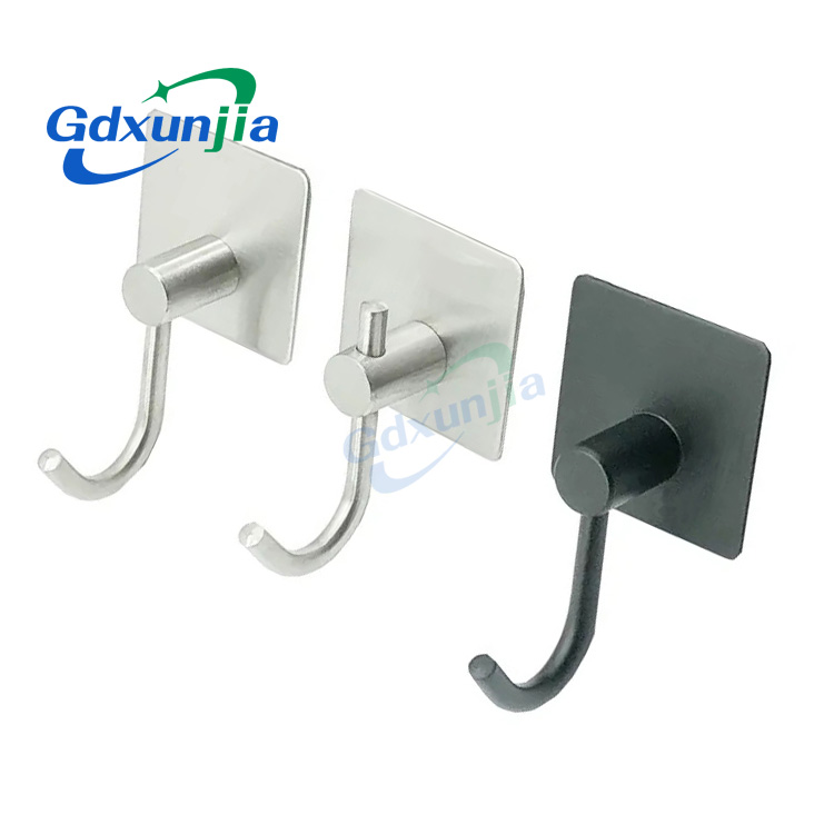 Xunjia/xinzhijia – China Supplier Wall Mounted 3 M Self Adhesive 304 Stainless Steel Square Single Coat Hooks