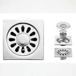 Xunjia/xinzhija – 10*10厘米 2 毫米厚 201 不锈钢水滴状方形地漏带普通防臭芯