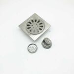 Xunjia/xinzhija – 10*10厘米 2 毫米厚 201 不锈钢水滴状方形地漏带普通防臭芯