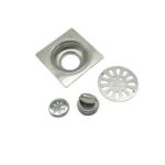 Xunjia/xinzhija – 10*10厘米 2 毫米厚 201 不锈钢水滴状方形地漏带普通防臭芯