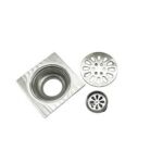 Xunjia/xinzhija – 10*10厘米 2 毫米厚 201 不锈钢水滴状方形地漏带普通防臭芯