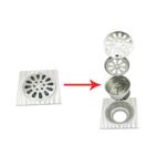 Xunjia/xinzhija – 10*10厘米 2 毫米厚 201 不锈钢水滴状方形地漏带普通防臭芯