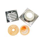 Square Stainless Steel pem teb drain nrog filter caij nyob rau hauv chav dej tshiab chav ua noj