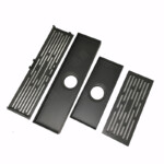 Langer Abwasserkanal mit geruchsabweisendem Bodenablauf aus feuergrauem Edelstahl