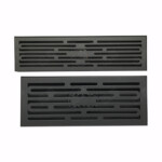 Langer Abwasserkanal mit geruchsabweisendem Bodenablauf aus feuergrauem Edelstahl